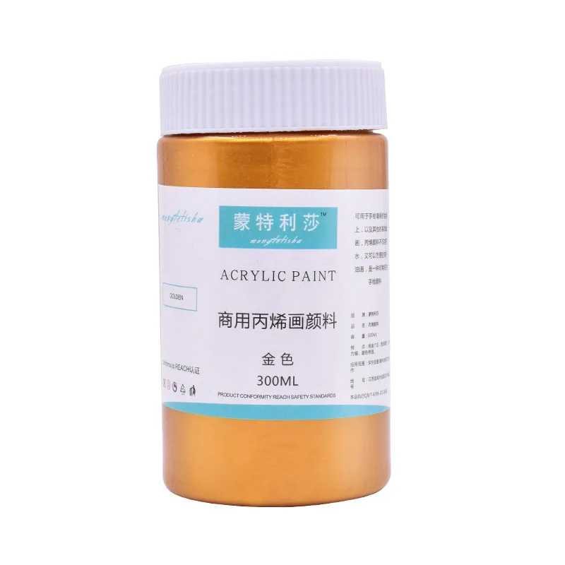 Acrylic Paint 60/300ml Metal Golden Silver Copper Plaster Doll Epoxy Hook Line Paste Handmade DIY | Дом и сад