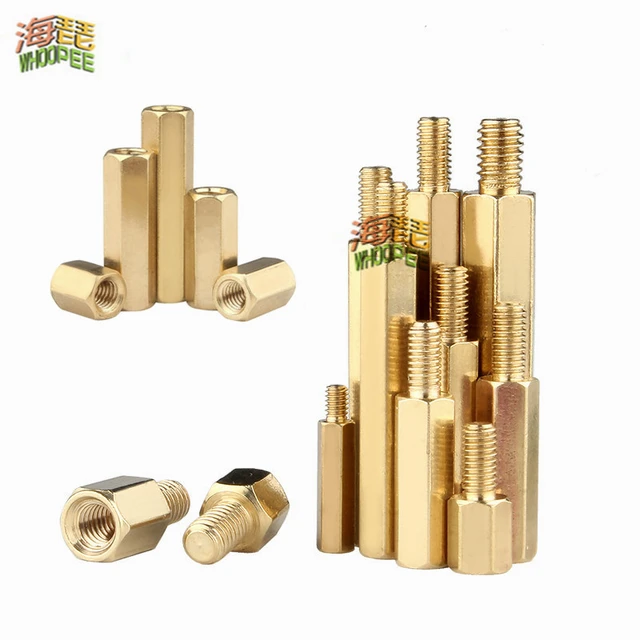 10/50pc Solid Brass Copper M2 M2.5 M3 M4 Hex Standoff Hexagon Pillar M-F  F-F Male-Female Female Spacer for PCB Board Motherboard - AliExpress