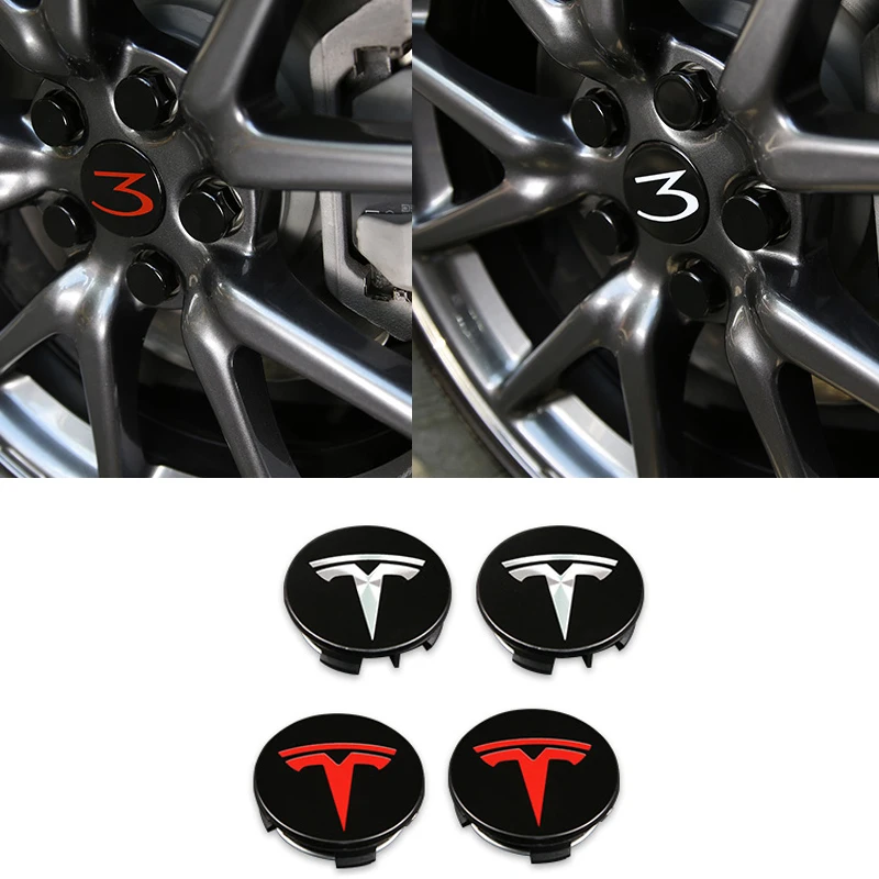 

4pcs 58mm Car Wheel Center Cap Hub Cap fit For Tesla Model 3 Car Styling Emblem Number 3 Logo Badge Caps Emblem Badge Stickers