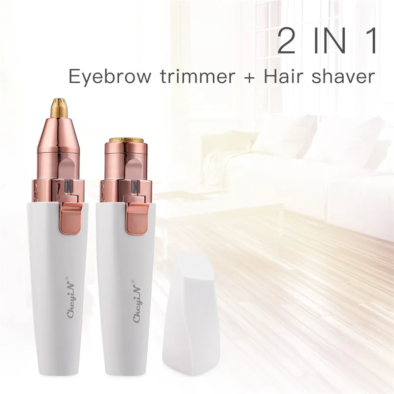

2 In 1 Electric Lady Epilator Eyebrow Trimmer USB Rechargeable Mini Pen Lipstick Shape Hair Removal Painless Razor Shaver 35