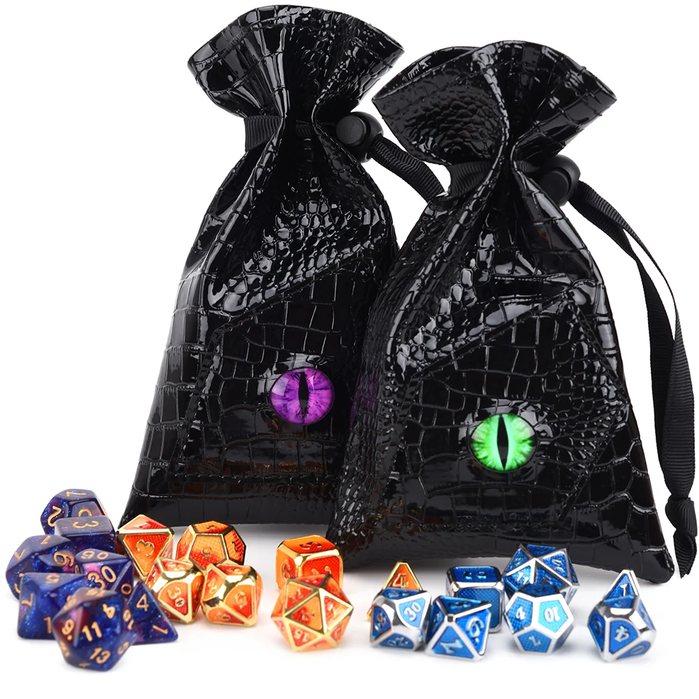 Dragon Eye Dice Bag Drawstring PU Leather DND Dice Storage Bag for DnD Coins and Other Accessories dice bag