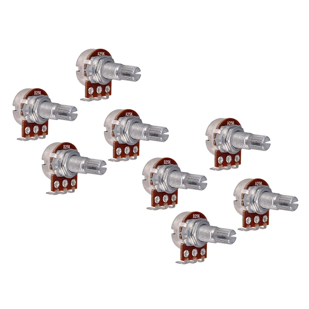 

Long Split 18mm Shaft 25K Guitar Potentiometer Pot, 8-pack A25K & B25K Set