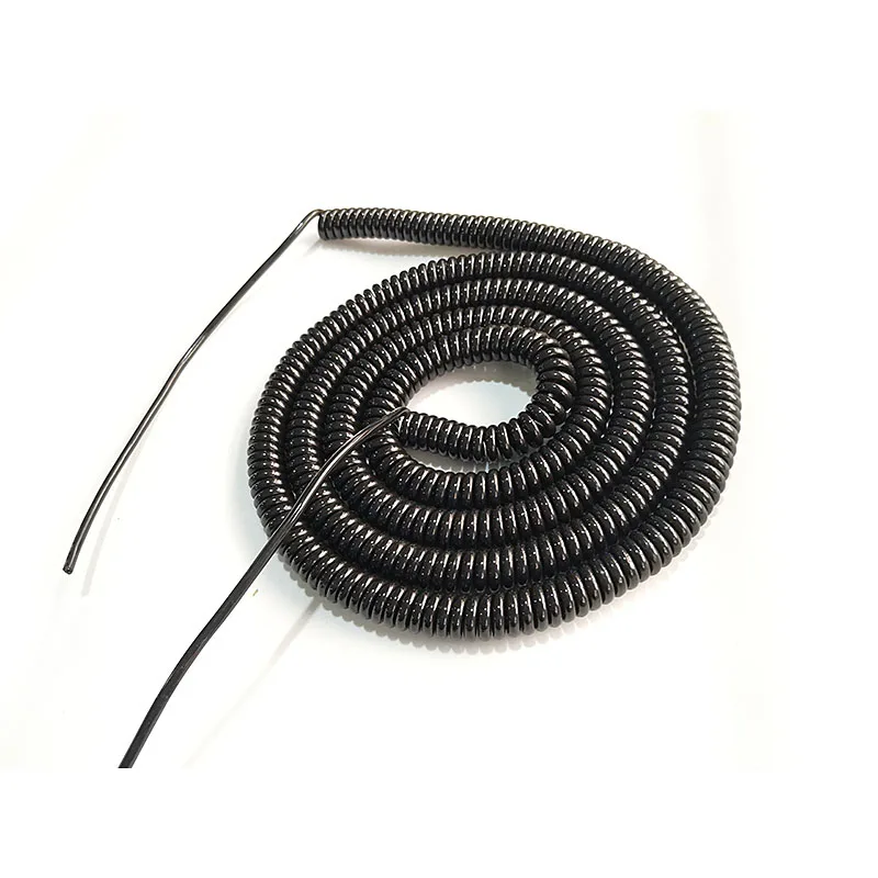 Black Spring Spiral Cabo Stretchable Wire Shrinkable Cabo de Extensão de Energia Telescópico Núcleos 24 Awg 22 Awg 20 Awg 18 Awg 17awg