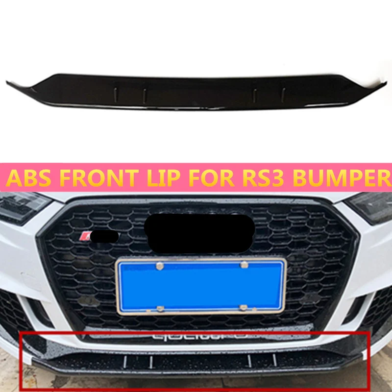 

Glossy Black/Silver ABS Front Bumper Lip For A3 S3 RS3 2017+ Front Lip Protector For Modified RS3 Bumper Only