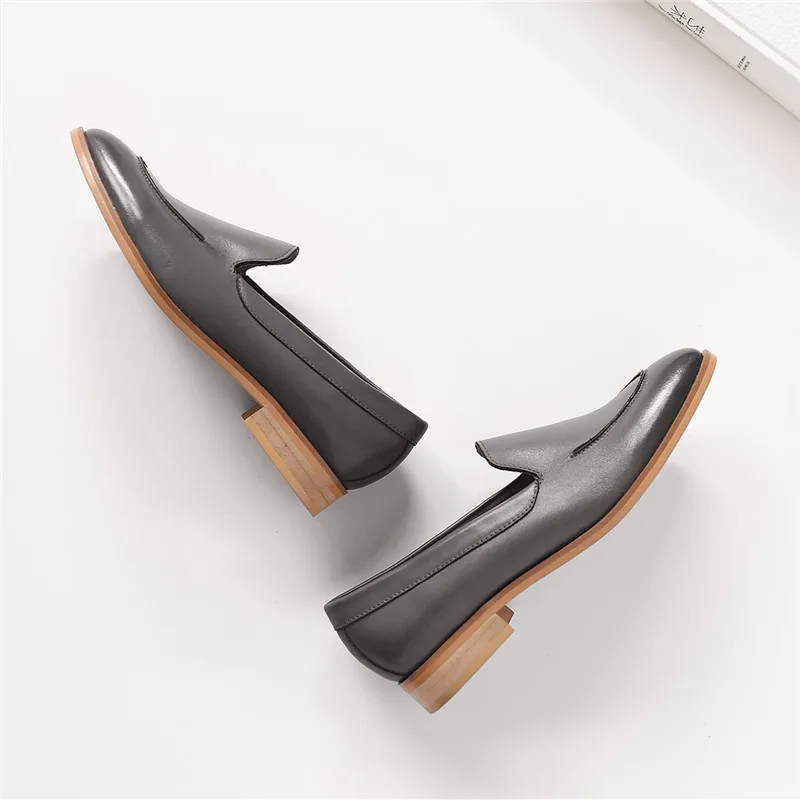Spring Summer Genuine Leather Women's Loafers New Fashion Pointed Toe Women's Flats Oxfords Singles First Layer Leather Brogues (12)