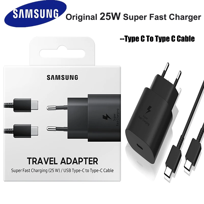 For Samsung S21 Note 20 10 A70 Super Fast Charger Cargador 25W EU Power Adapter For Galaxy Note20 S20 A90 A80 S10 5G TypeC Cable powerbank quick charge 3.0