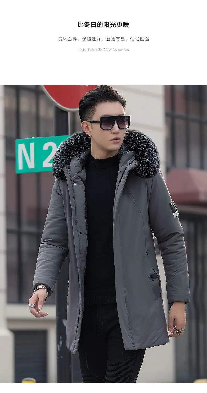 Winter Warm Long Jackets Coat Men Hooded Male Coats Jacket Parka Slim Fitted Cotton Padded Outerwears Clothing 2019 Black Friday 13