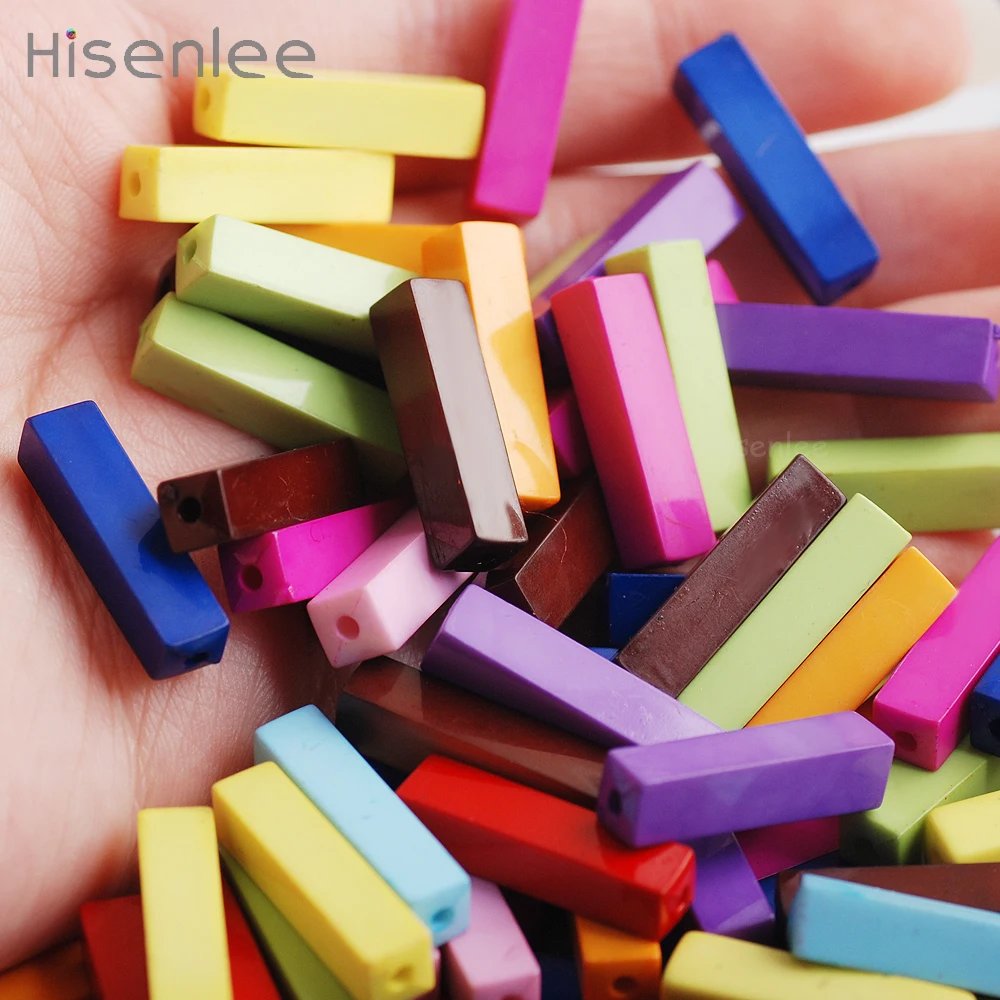 

5x15MM The Shape Of Cuboid Two Holes Acrylic Mixed Color Beads 30pcs For DIY Handmade Bracelet Making Accessories