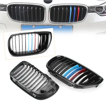 

2Pcs Car Front Grille Grill For BMW E46 3 Series Touring Saloon 2002 2003 2004 2005 2006 Glossy Black+M Color