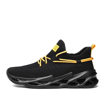 

men lightweight blade running shoes shockproof lack up breathable male sneakers height increase walking Gym shoes man