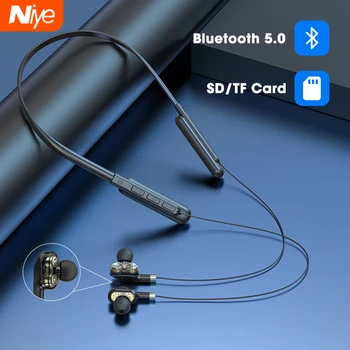 

TWS Bluetooth Earphone Neckband Wireless Sports Headset SD TF Card IPX5 Waterproof In Ear Headphone Noise Canceling Sport Earbud