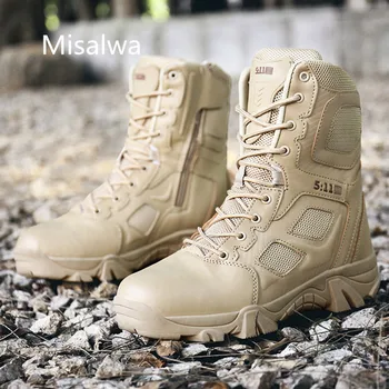 

Misalwa Men's Military Jungle Boots Leather Wear Resistant Army Boots with Zipper Quality Special Winter Autumn Desert Combat