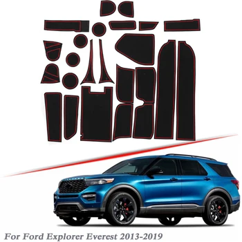 

24pcs Car Styling Gate slot pad For Ford Explorer Everest 2013-2019 Silica Gel Door Groove Mat interior Non-slip dust Accessory