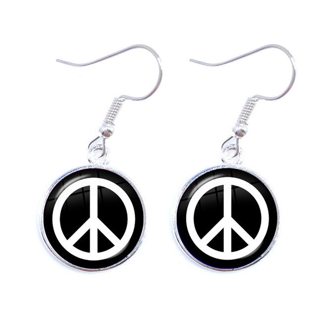 Blue-Red-Yellow Hippie Peace Van Bus Photo Drop Earrings Retro Beach Bus Car Collectors Bus Peace Sign Jewelry For Women