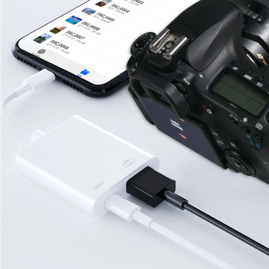 OTG USB адаптер зарядное устройство сплиттер 2 в 1 для iPhone6 7 8 plus 11 Поддержка iOS