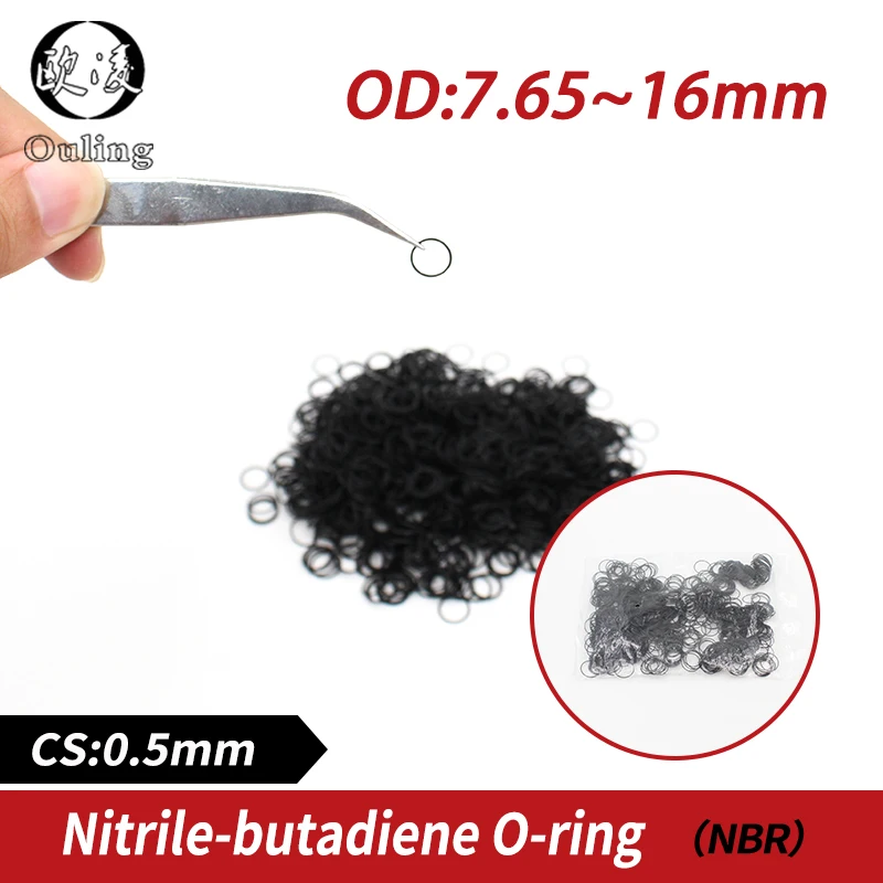 20PCS/lot Rubber Black NBR CS 0.5mm thickness OD7.65/8/9/10/11/12/13/14.5/16mm ORing Gasket watch waterproof Nitrilerubber oring |