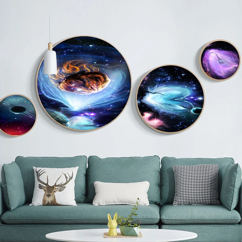 Домашнее украшение Картина на холсте космическая галактика настенная живопись