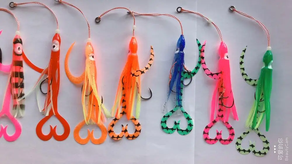 40pcs Assist Hooks With Squid Skirts,Inchiku Jig Assist Hook,octopus jigs assist hook, squid jig hook, suitable for inchiku jigs