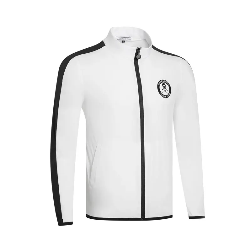 Мужская куртка для гольфа, весенняя и осенняя однотонная одежда для гольфа, рубашка с длинным рукавом для гольфа, Повседневная Дизайнерская куртка для гольфа - Цвет: Белый