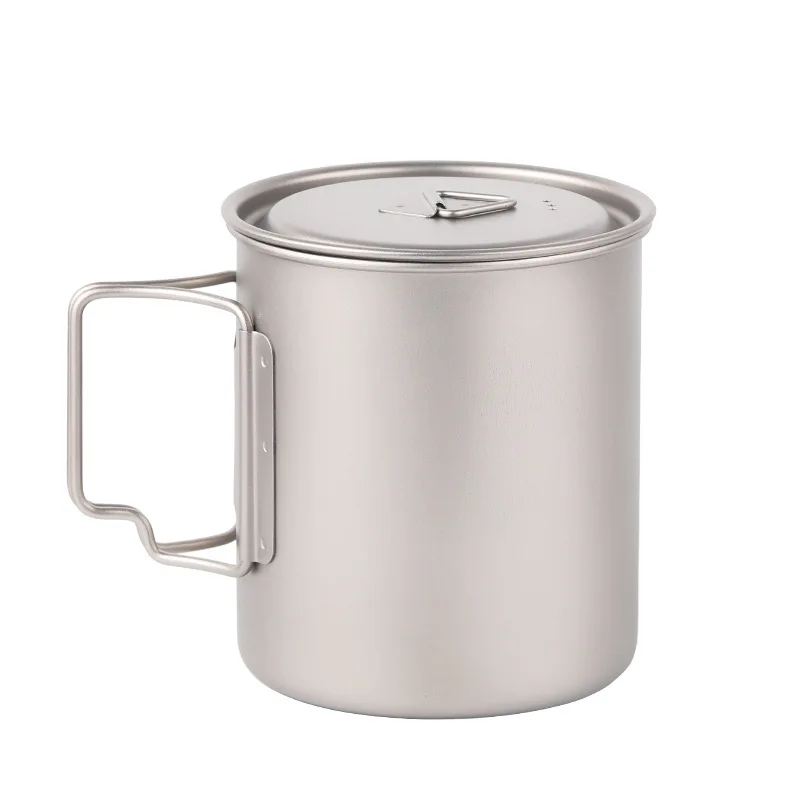 Outdoor Titanium Pot 450ml 550ml 650ml 750ml Picnic Titanium Camping Cookware Water Mug