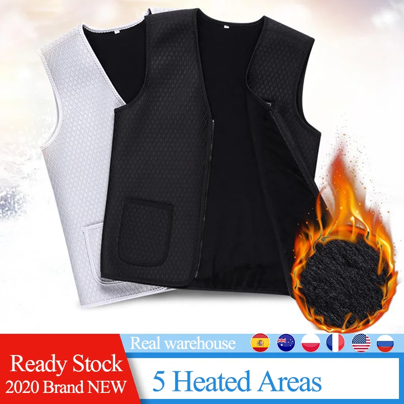 

Heating Vest Jacket Heated 5 Areas Jacket Outdoor USB Infrared Winter Flexible Electric Thermal Clothing Waistcoat Fishing Cloth