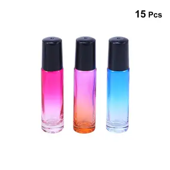 

15pcs 10ML Glass Roller Bottle Empty Essential Oil Gradient Color Roll On Bottles for Body Lotion Essence Perfume Lip Gloss