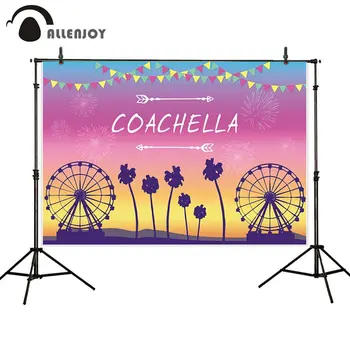 

Allenjoy cartoon photography background colorful Sunset Ferris wheel coachella music Festival celebration backdrop photophone