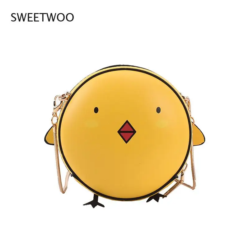 Pu Cartoon Small Bag 2021 New Japanese Girl Personality Cute Cute Chicken Tide Chain Messenger Small Round Bag Shoulder Bag