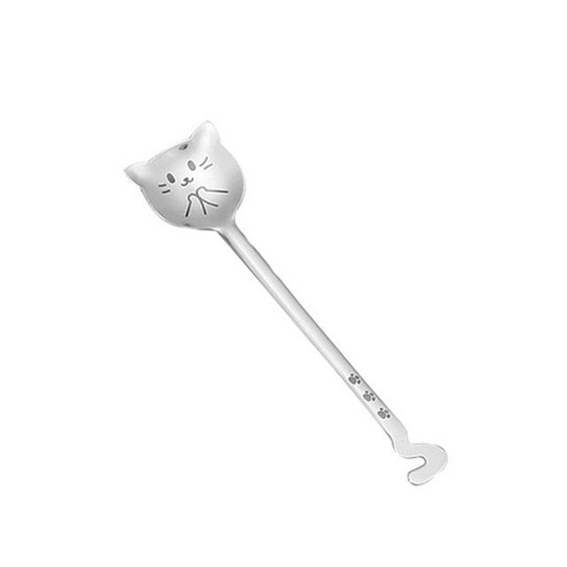 Funny Tea-Spoon For Coffee Long tail cat Coffee spoon Long Handle Spoon Birthday Gift 304 Stainless Steel Tableware