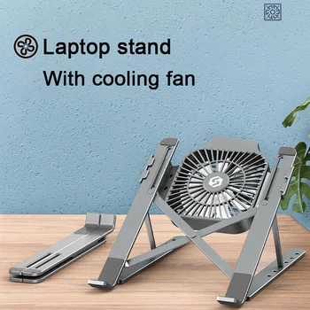 

Laptop Stand With Cooling Fan Portable Folding Bracket Aluminum Alloy Laptop Tablet Holder Desk Office Tablets For ipad Stand