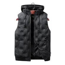 Новая осенне-зимняя мужская куртка без рукавов, модный теплый мужской тонкий жилет с капюшоном, мужской повседневный плотный жилет, размер L-3XL