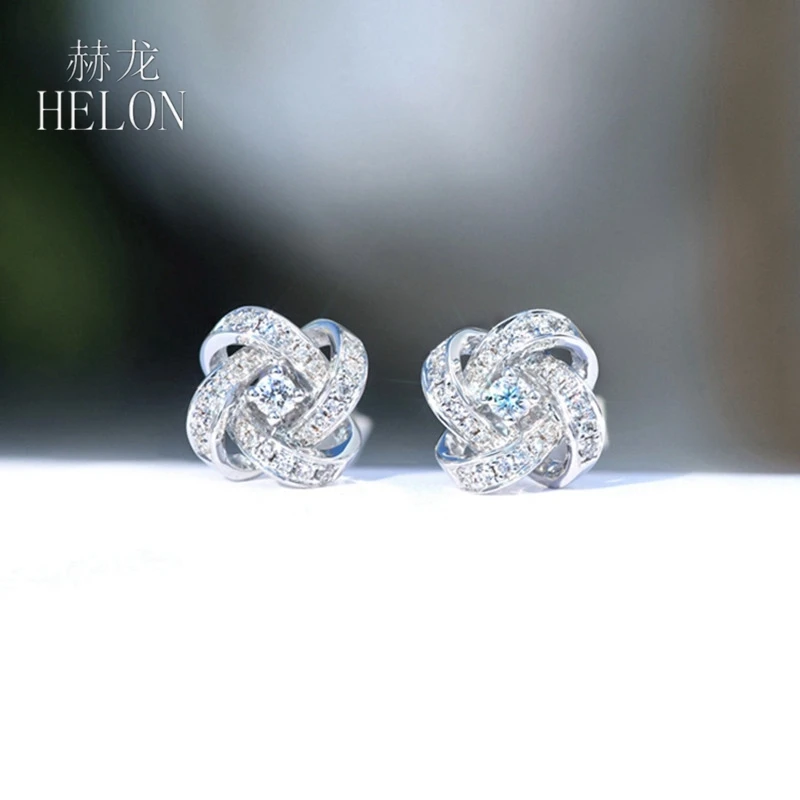 HELON, женские серьги-гвоздики из белого золота 18 К SI/H, серьги с натуральными бриллиантами, уникальные трендовые Свадебные украшения для помолвки