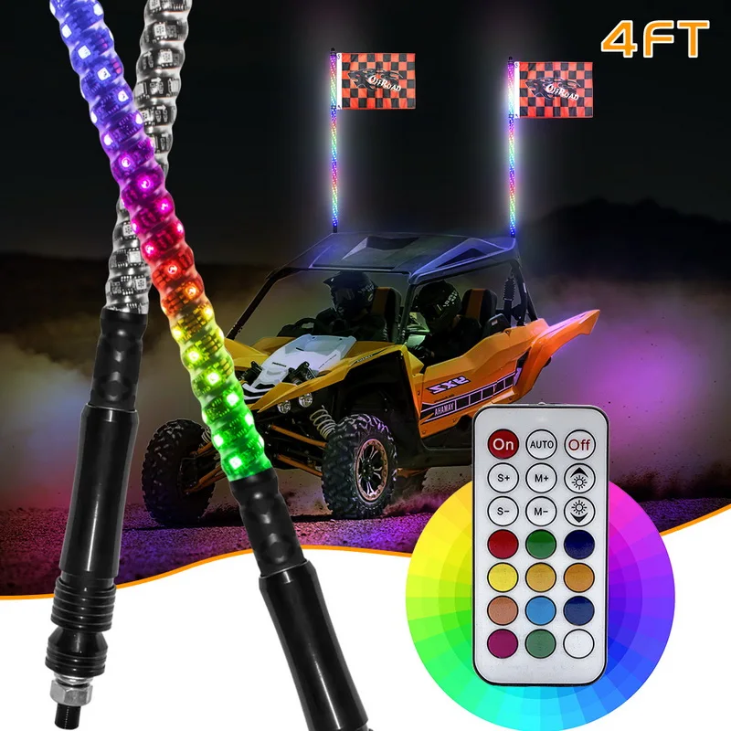 Safego 3FT 4FT RGB светодиодный кнут светильник с флагшток дистанционного Управление