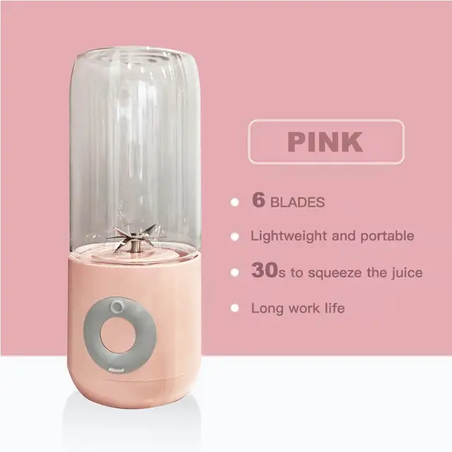 DTVANE 6 Cutter Mini Portable Juicers USB Electric Mixer Fruit Smoothie Blender For Machine Food Processor Maker Juice Extractor pink