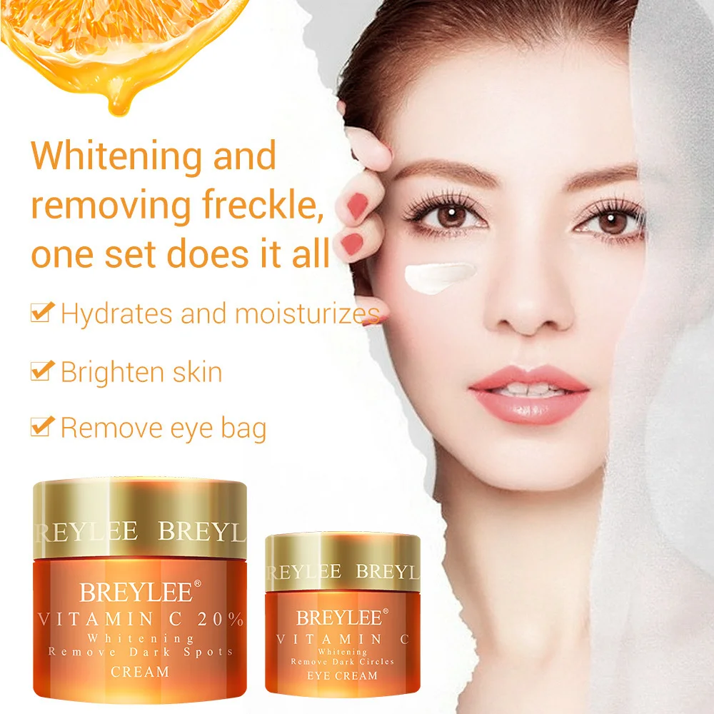 

BREYLEE Vitamin C Whitening Eye Cream Face Cream Set Firming Remove Dark Circle Freckle Moisturizing Anti-Wrinkle Face Skin Care