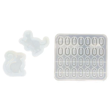 

3 Pcs Silicone Mold: 2 Pcs Small Cat Polymer Clay Silicone Mold & 1 Pcs Rectangle Round Pendant Mold