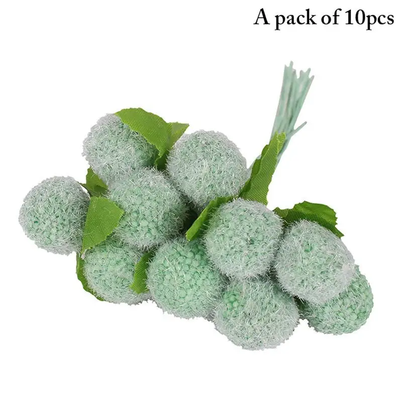 

10PCS Red Green Artificial Flowers Stamen Pistil Artificial Plant For DIY Christmas Wedding Cake Gift Box Wreaths Decorations