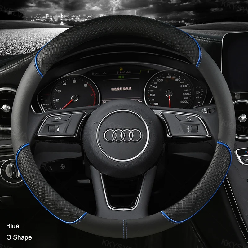 Premium Leather Steering Wheel Cover - 38cm 15