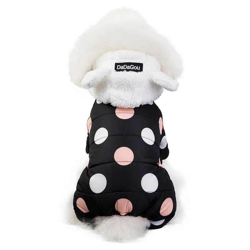 Теплый курта для собак Французский бульдог четыре ноги комбинезон для животных точка щенок собаки костюм высокое качество одежда для собак Ropa Perro - Цвет: Black