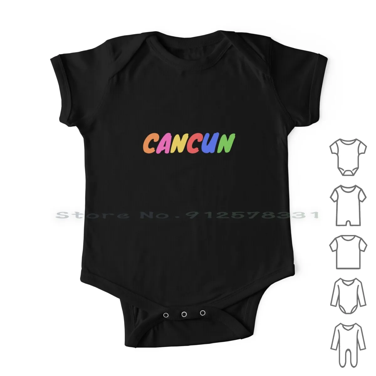 

Cancun Newborn Baby Clothes Rompers Cotton Jumpsuits Cancun Mexico Colorful Text Rainbow Colors Popular Cities Mexican Capital