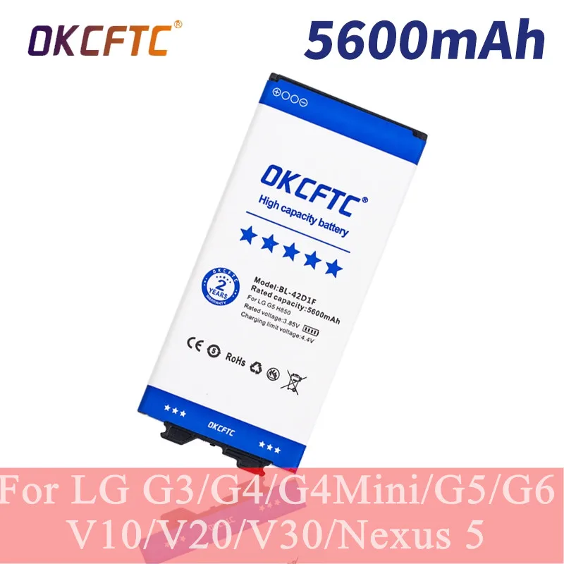 Оригинальный аккумулятор для LG G3 G4 G4Mini G5 G6 V10 V20 V30 Google Nexus 5 BL-53YH BL-51YF большой емкости