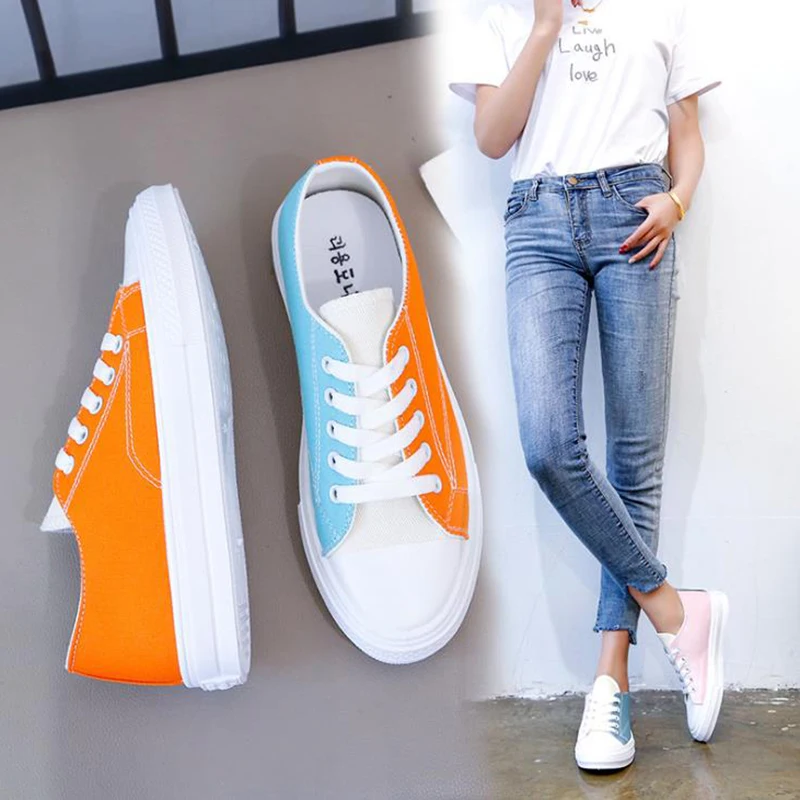 

Color matching canvas shoes for women 2020 new summer versatile ins students' original dormitory style ulzzang board shoes