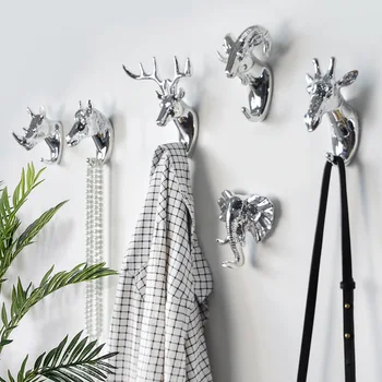 

Animal Head Home Decor Dress Hanging Hook Wall Hanging Porch Key Hooks Wholesale Resin Creative Cartoon Deer Head Seamless PVC