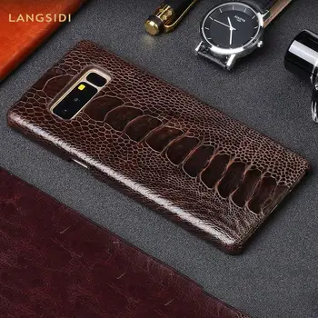 

100% Original Genuine Ostrich Leather phone Cases for Samsung Galaxy Note 10 8 9 s10 a50 a70 s7 S8 S9 plus a8 Luxury back Cover
