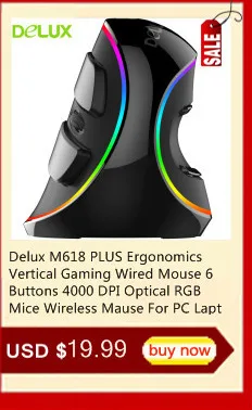 Delux M618SE беспроводная мышь Вертикальный эргономичный Mause USB 6D 1600 dpi компьютерные игровые мыши с Mause Pad для ПК ноутбук Настольный