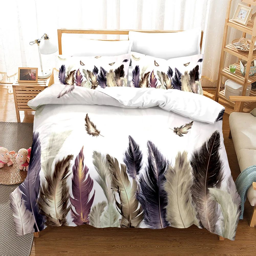 2021 New Feather Duvet Cover Sets for Adults Western Bedding Set Luxury Egyptian Cotton Housse De Couette Bedclothes 2/3pcs | Дом и сад