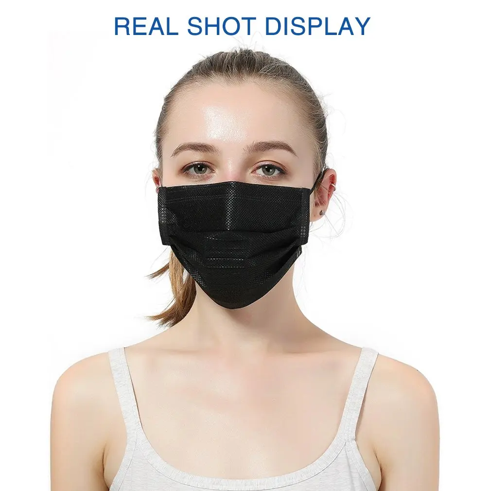 100PCS Fast Delivery Mask Disposable Non Wove Meltblown Cloth 3 Layer Ply Filter Mouth Face Breathable Earloops Masks | Безопасность и