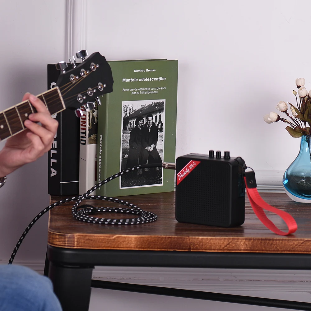 Muslady MS 5 Portable Mini Guitar Amplifier Amp Speaker 5W Support BT Connection with Memoey Card Slot Headphone Output