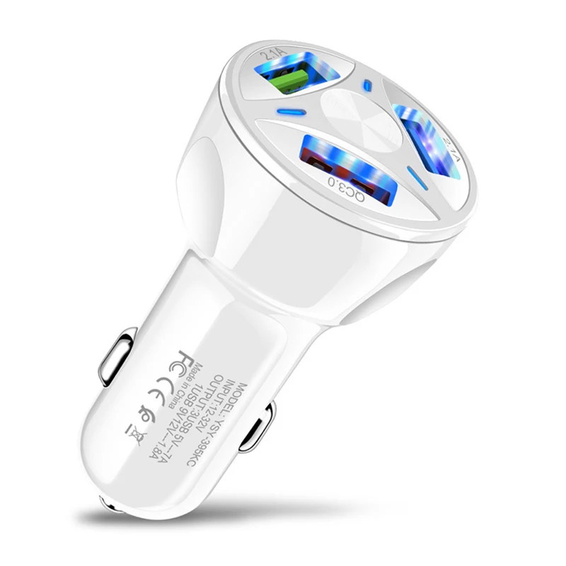 Зарядных порта USB для автомобиля Зарядное устройство быстрой зарядки QC3.0 Порты и разъёмы 12 V-32 V прикуриватель для смарт-чехол для мобильного телефона Аксессуары для автомобильного зарядного устройства - Тип штекера: White
