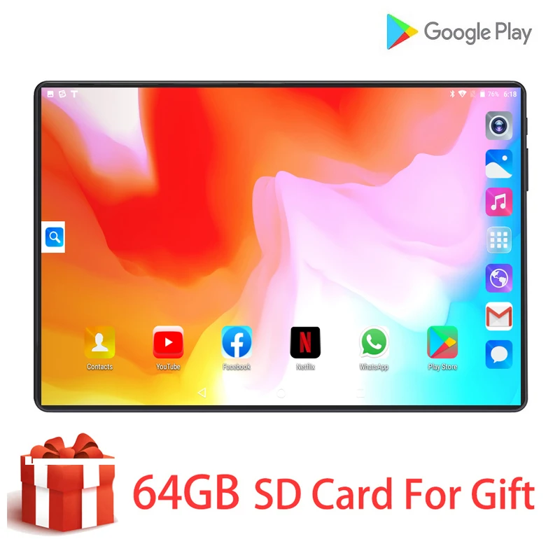 

2020 10 inch Android 9.0 4G FDD LTE Cell Phone Tablet 6GB RAM 128GB ROM Octa-Core 2.5D Glass HD Screen Wifi GPS Tablet 10 Gifts